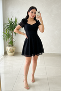 Vestido Negro Mini Sweetheart. Cod.459