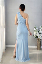 Vestido Azul Cielo Perlas Rosa | VC-006