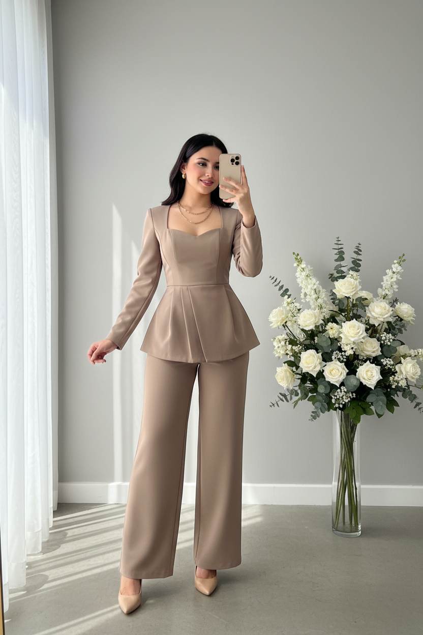 Conjunto Blazer Peplum Beige cod.C865