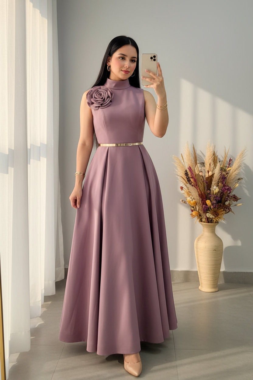 Vestido Malva Rosa D cod.00161