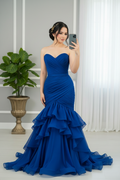 Vestido Azul Royal Sirena Volantes cod.008