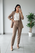 Conjunto Sastre Beige: Blazer + Pantalón + Cinturón - Ejecutivo Premium cod.320