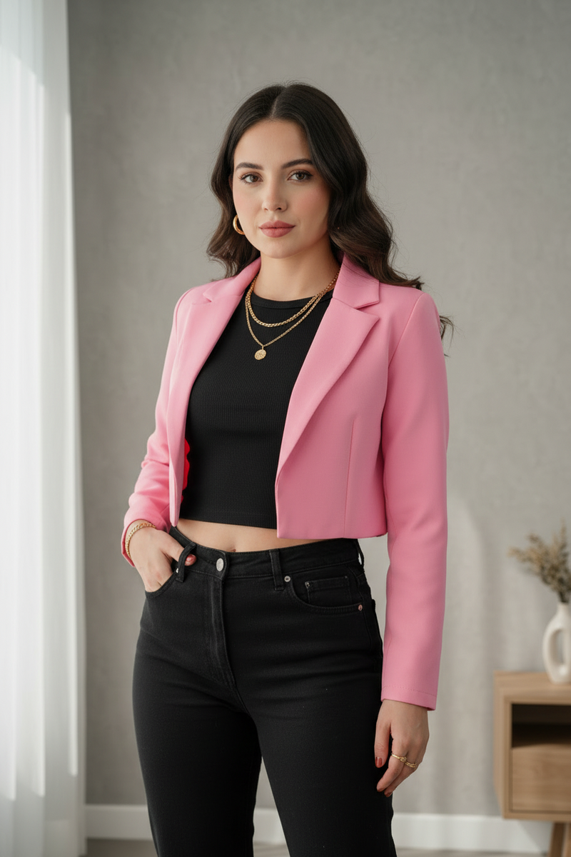Bleizer corto en color rosa chicle cod.110