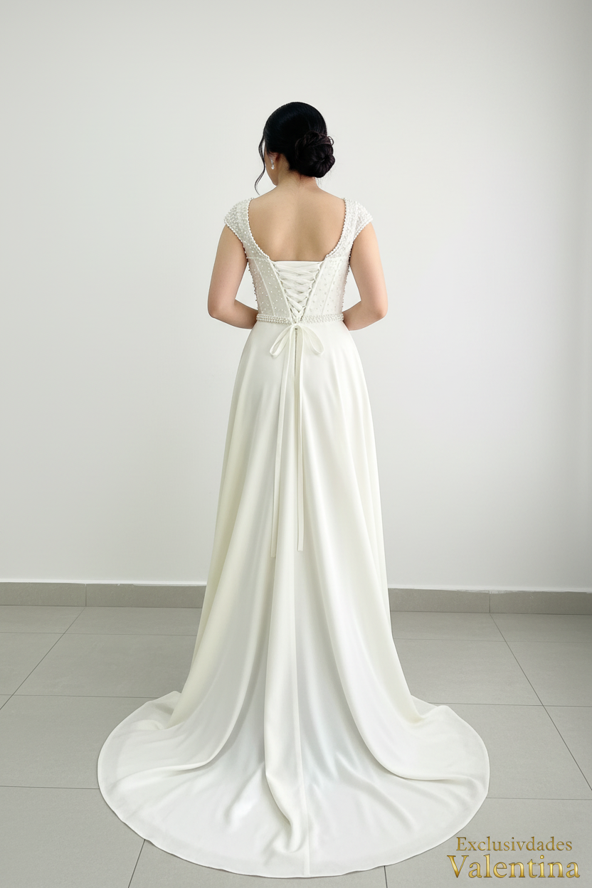 Vestido Blanco · Corset de Perlas cod.V257