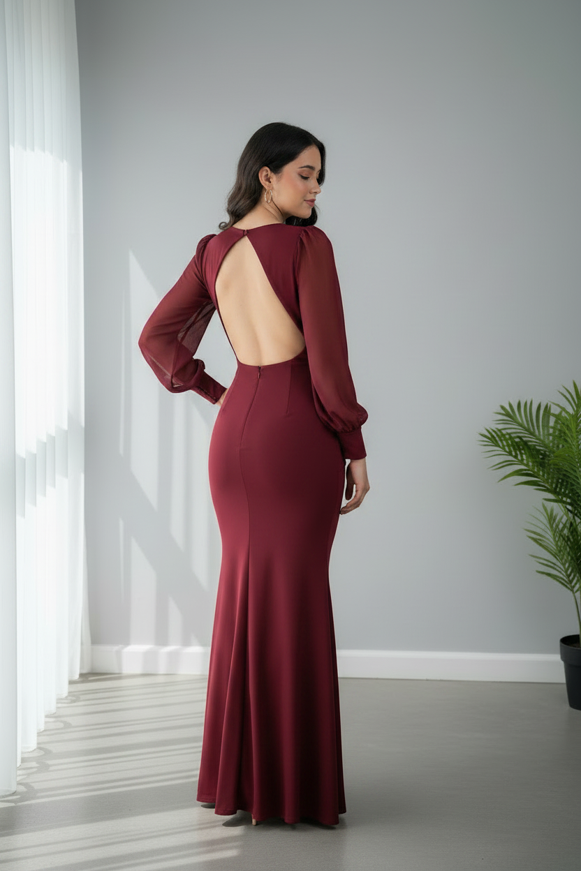 Vestido Sirena Burgundy cod.905