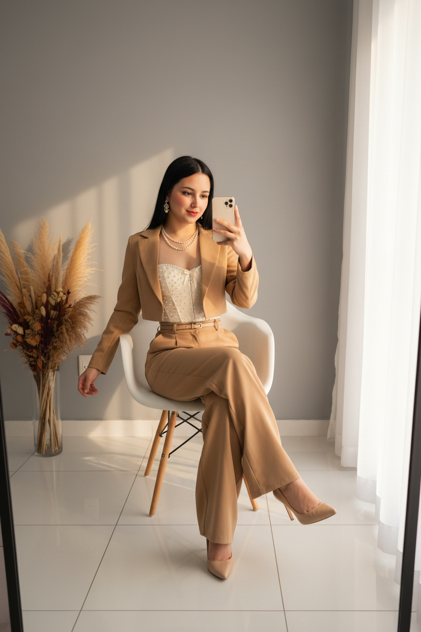 Conjunto Camel Blazer & Corset cod.C211