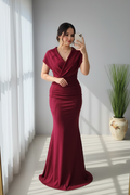 Vestido Sirena Vino Borgoña Exclusivo cod.796
