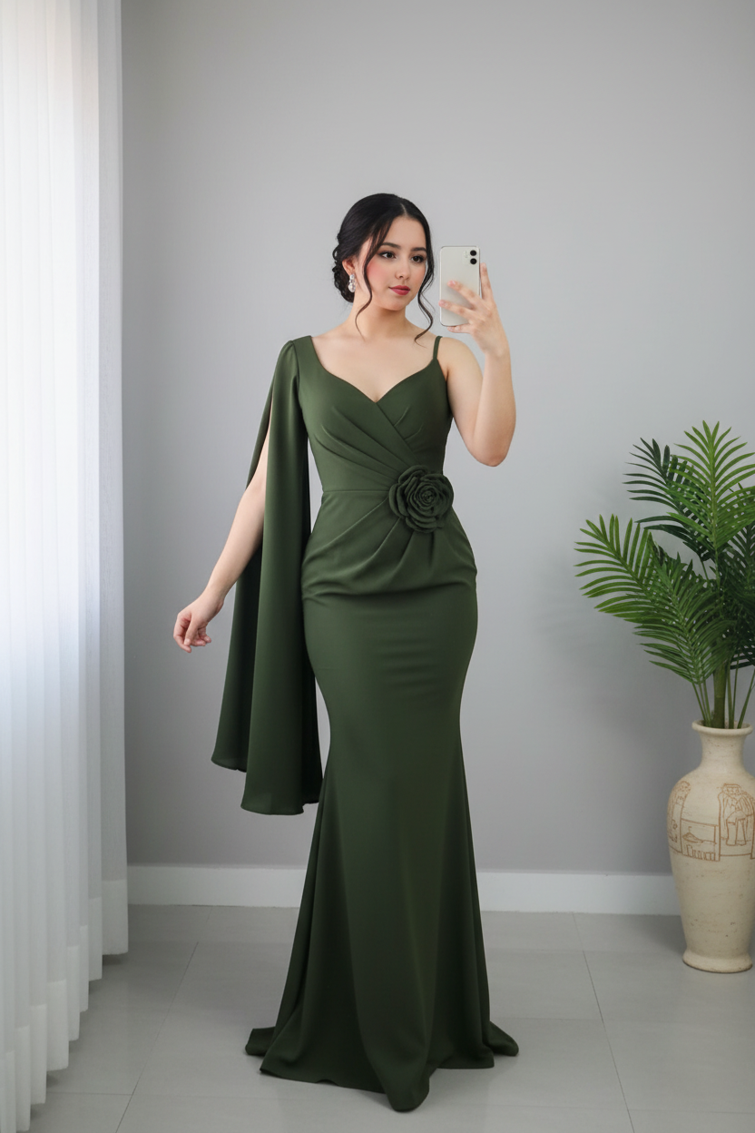 Vestido Olive Sirena Cape Rose  cod.V223