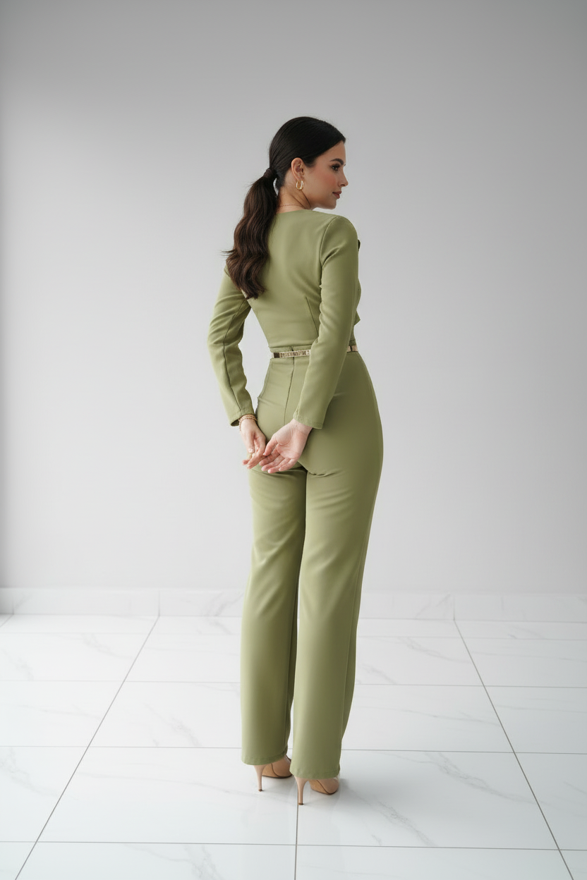 Enterizo  con Volante Diagonal, formal y elegante cod.398