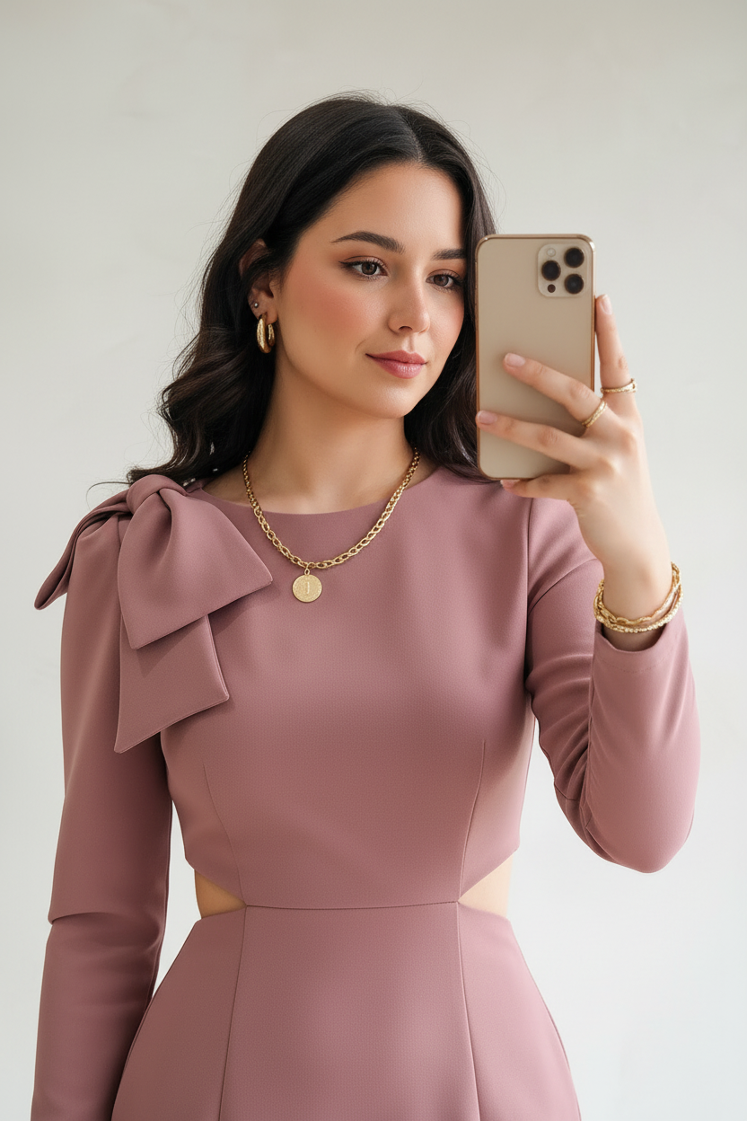 Vestido mini en palo de rosa cod.465