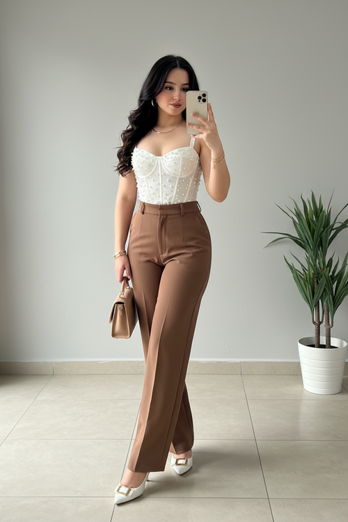 Blusa tipo corset decorada con perlas cod.208