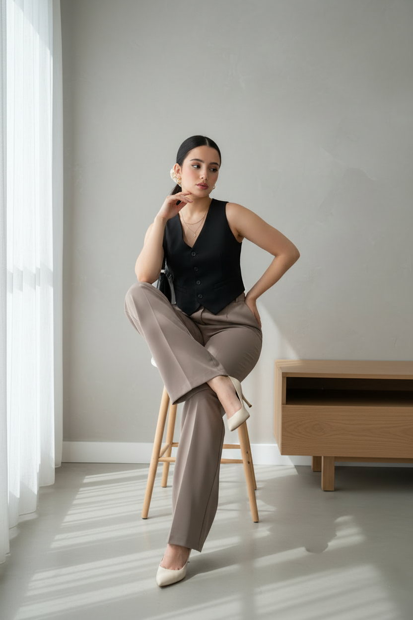 Pantalón sastre en color taupe cod.119