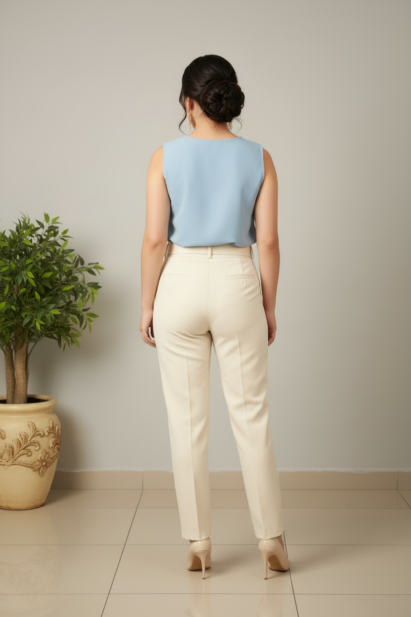 Blusa Azul Cielo Sin Mangas con Lazo en el Hombro cod.470
