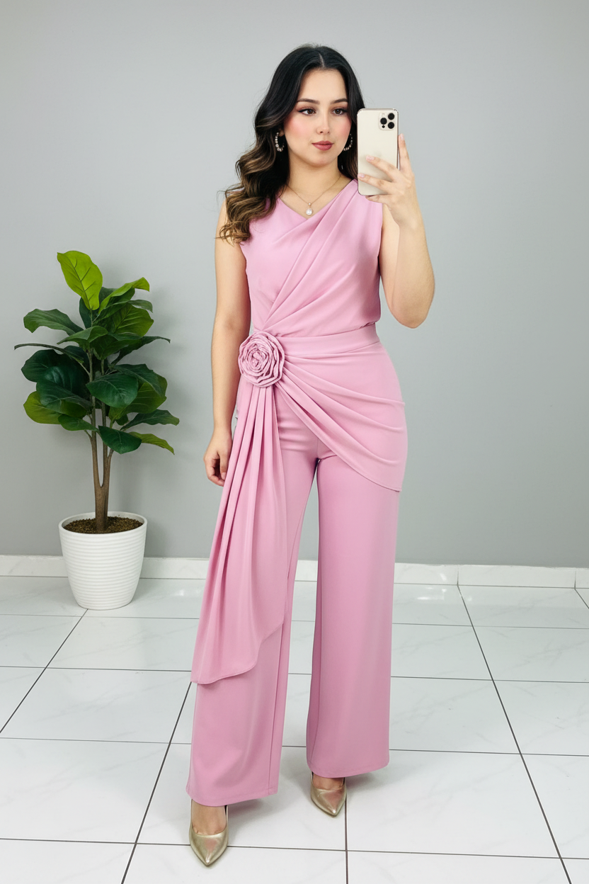 Enterizo Pink Rose Palazzo cod.596