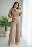 Conjunto Rosa Taupe — Top Hombro & Palazzo cod.0024