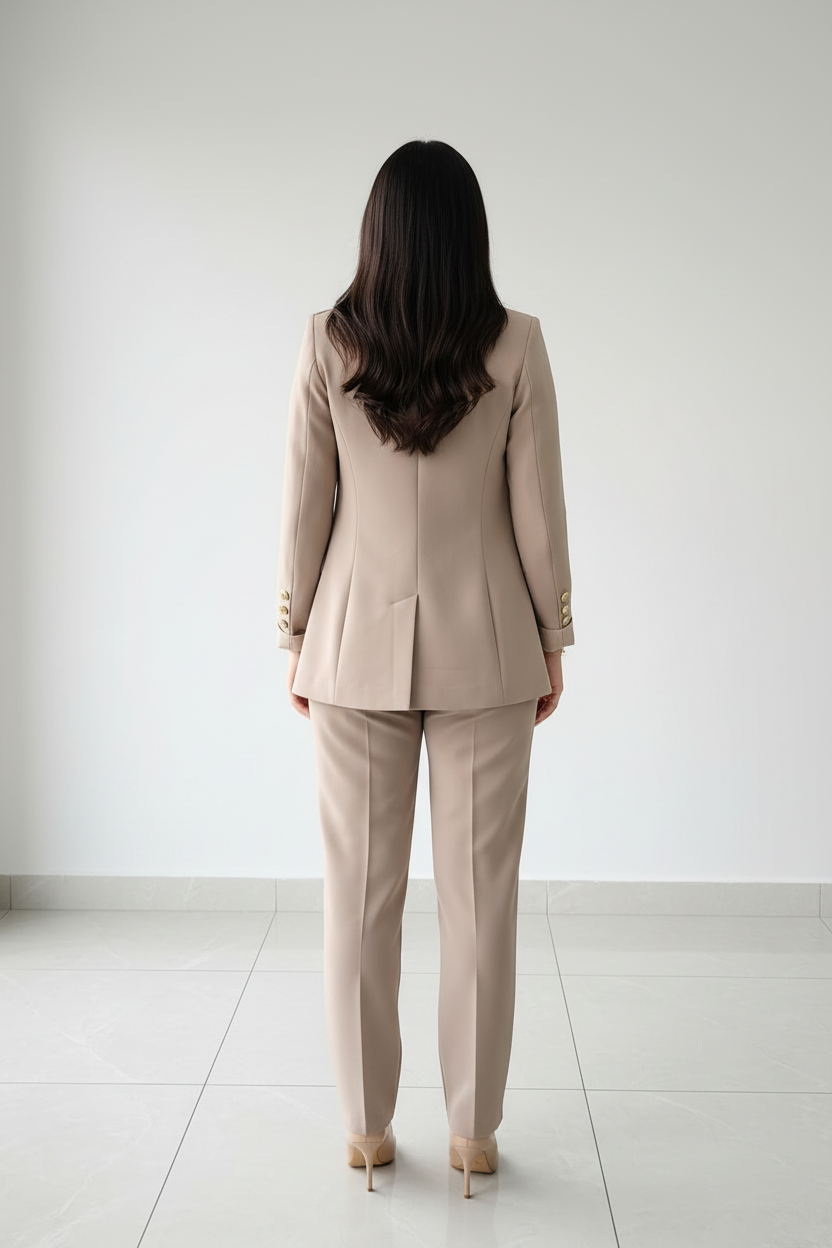 Conjunto Set Premium 3 Piezas Beige: Blazer + Chaleco + Pantalón - Ejecutivo Elegante cod.321
