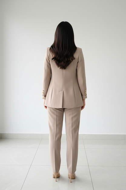 Conjunto Set Premium 3 Piezas Beige: Blazer + Chaleco + Pantalón - Ejecutivo Elegante cod.321