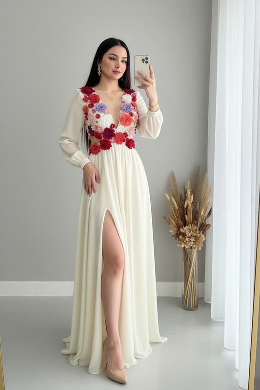 Vestido Ivory Floral D3 V762