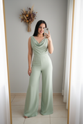 Enterizo Verde Menta | Cowl Neck Sin Mangas y Palazzo cod.E500