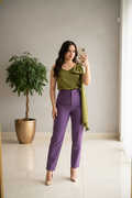 Blusa Elegante Verde Oliva con Moño en Hombro - Sofisticada y Versátil cod.330