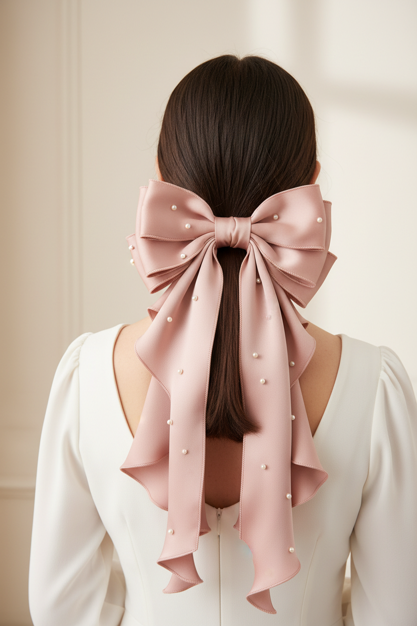 Lazo con Perlas para Cabello