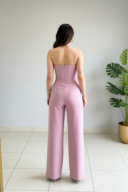 Jumpsuit Rosa Palo Corset Sweetheart con Rosa D cod.422