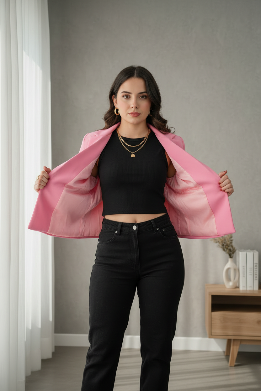 Bleizer corto en color rosa chicle cod.110