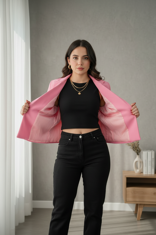Bleizer corto en color rosa chicle cod.110