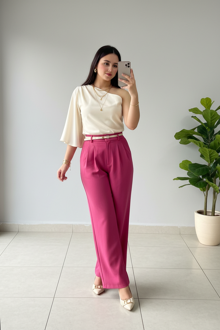 Blusa formal elegante corte asimétrico con una manga cod.173
