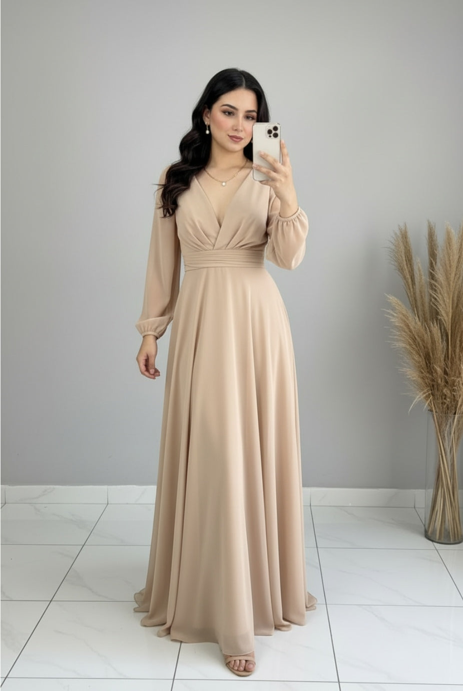 Gown Champagne Gasa Exclusiva cod.787