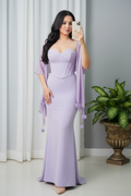 Vestido Lila Corsé con Chal Pompones cod.009