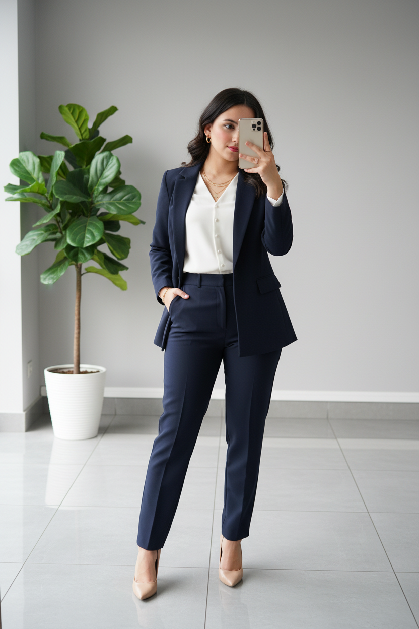Conjunto Sastre Azul Marino: Blazer + Pantalón - Ejecutivo y Elegante cod.317