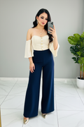 Conjunto Cream Off-Shoulder Gold & Navy cod.569