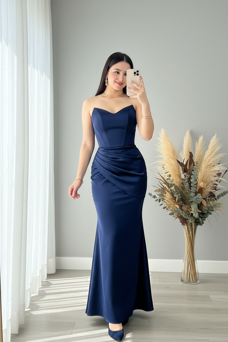 Vestido Azul Marino Corset Sirena cod.419