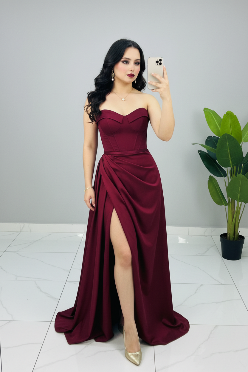 Vestido Borgoña Élite cod.586