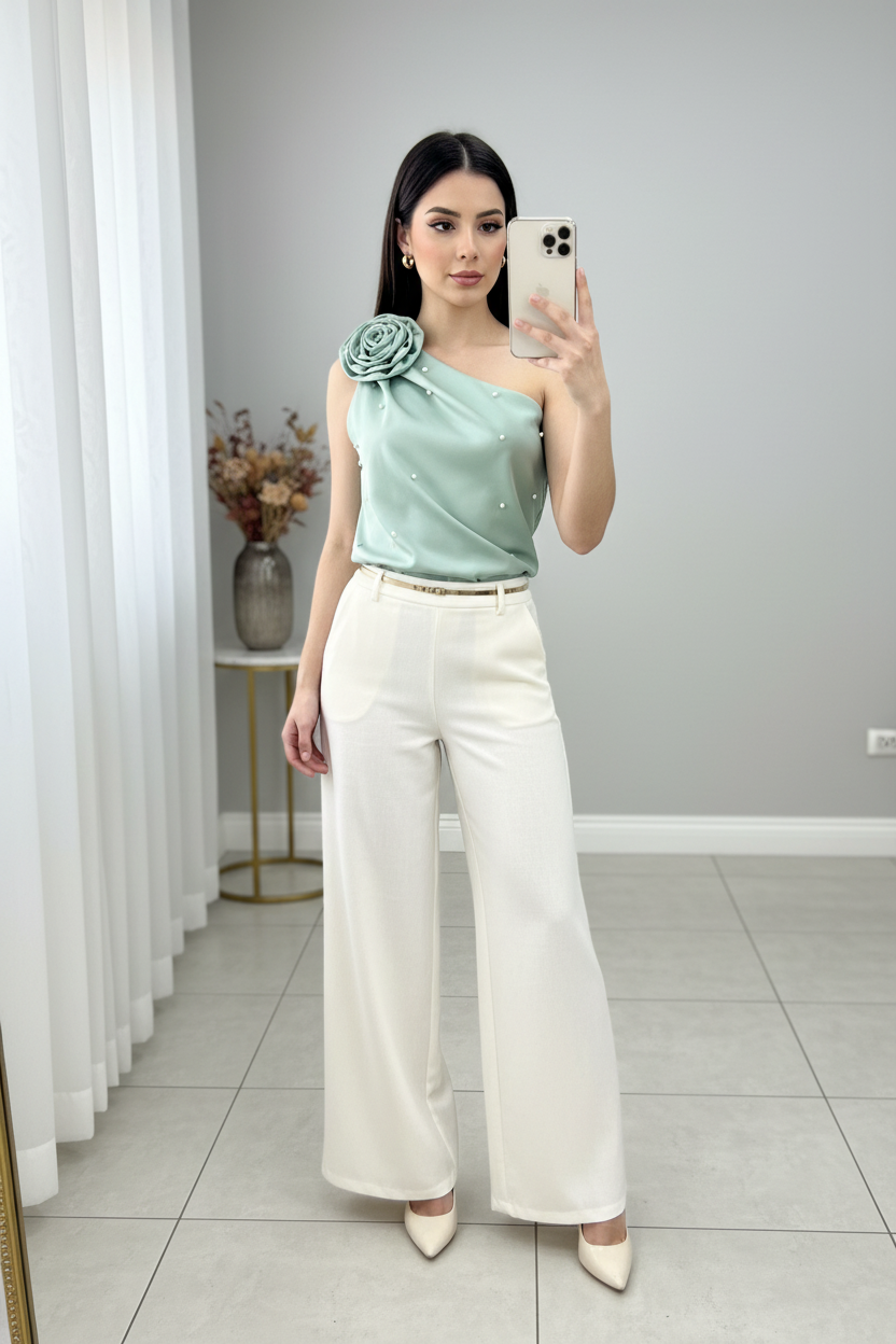 Set Menta · Rosa 3D y Palazzo Crema cod.C263