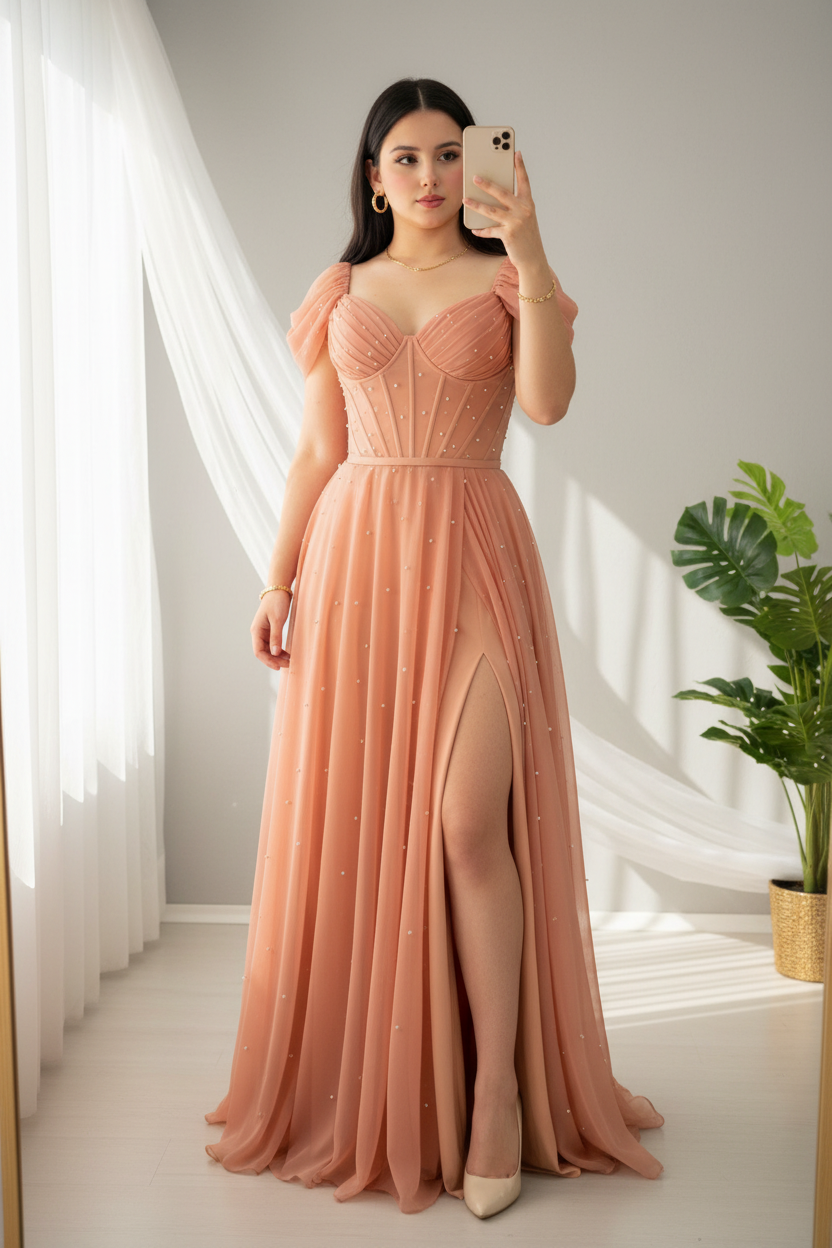 Vestido Salmón cod.V659