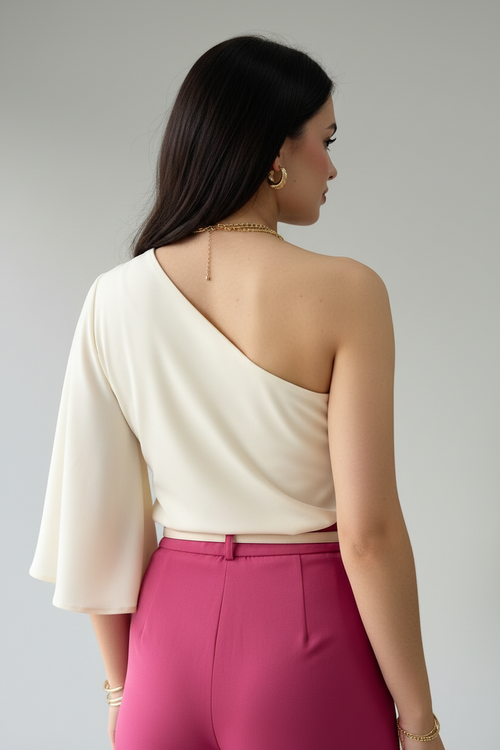 Blusa formal elegante corte asimétrico con una manga cod.173