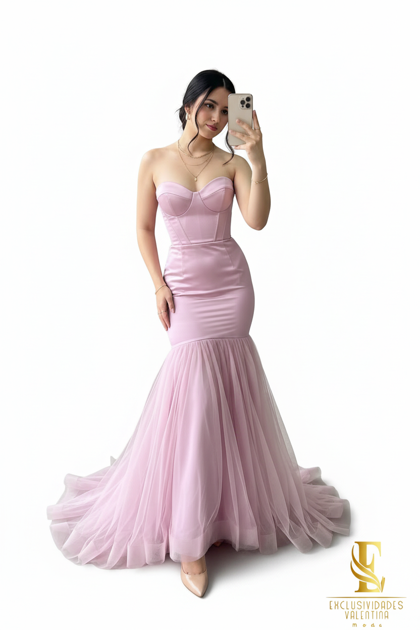 Hermoso vestido formal corte sirena cod.290