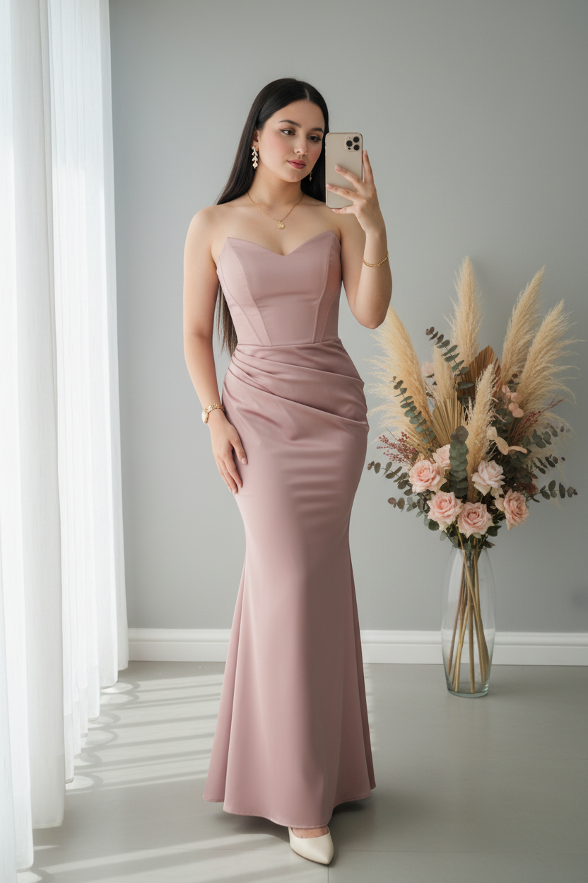Vestido Rosa Palo Corset Sirena cod.V420