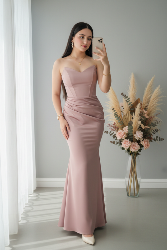 Vestido Rosa Palo Corset Sirena cod.V420