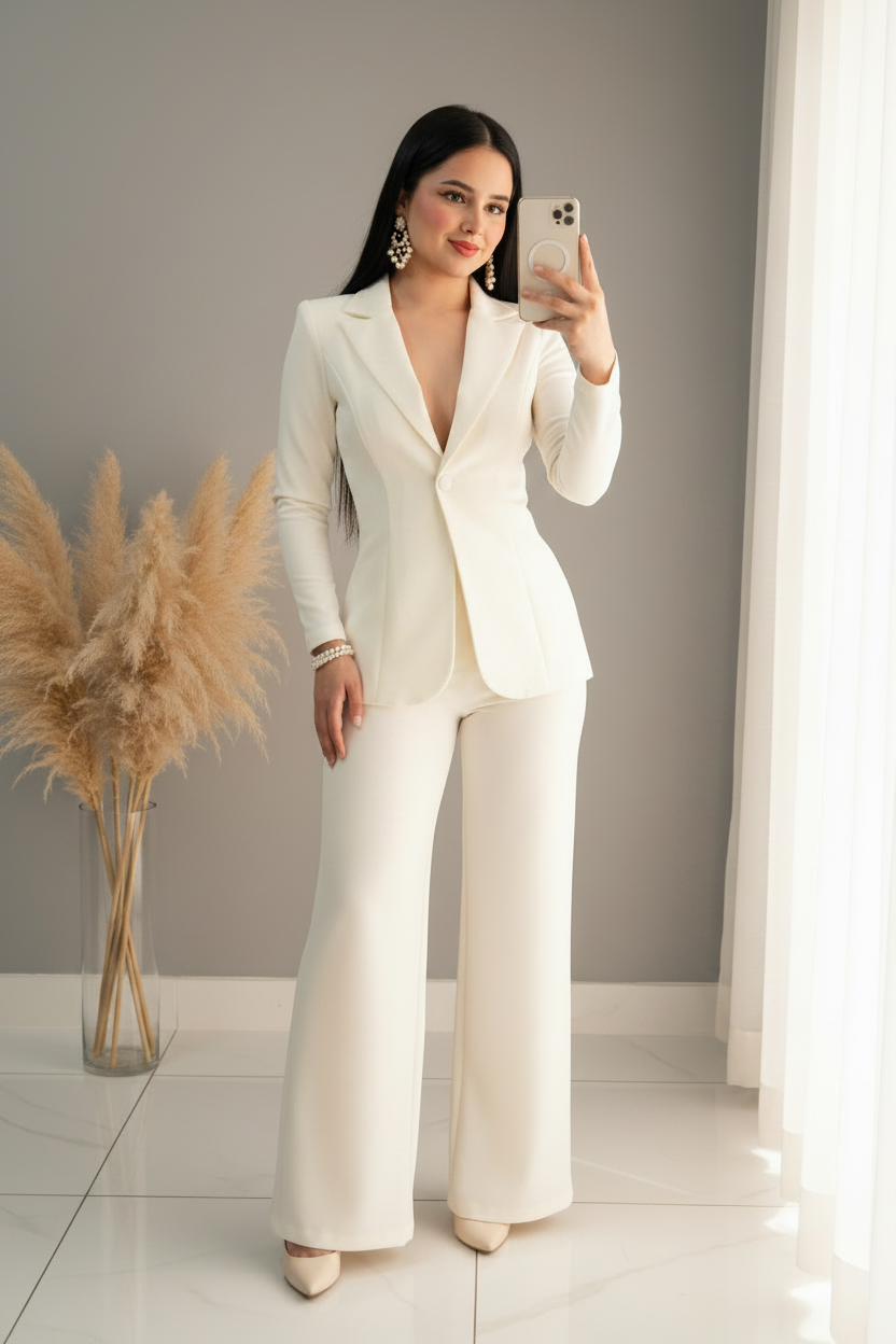 Conjunto Blanc Power Suit Blazer & Palazzo cod.C227