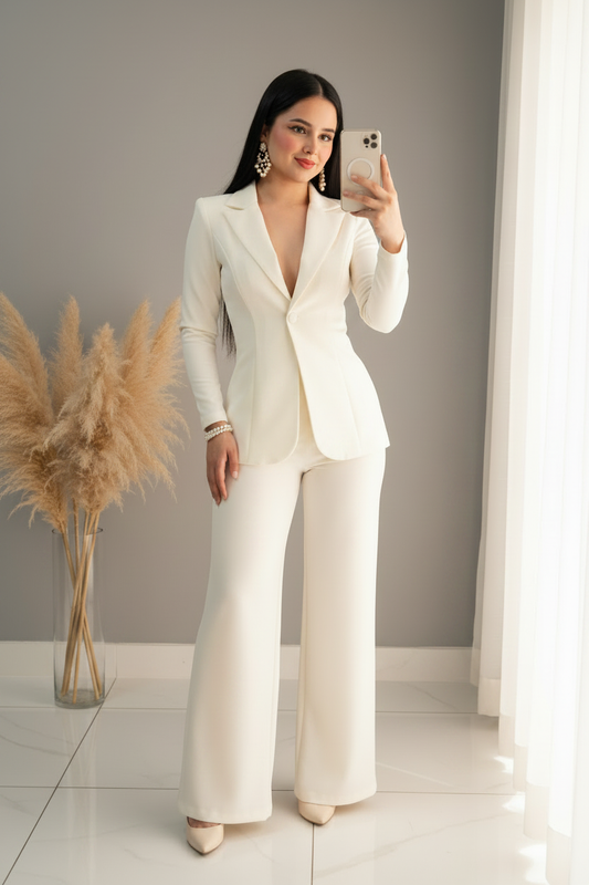 Conjunto Blanc Power Suit Blazer & Palazzo cod.C227