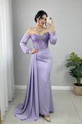 Vestido Lila Off-Shoulder Corset Drapeado cod.915