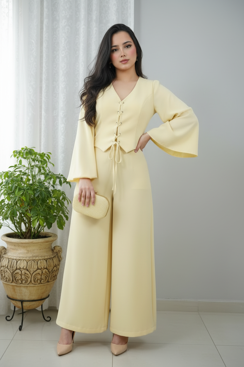 Conjunto Amarillo Mantequilla — Top Campana & Palazzo cod.0025