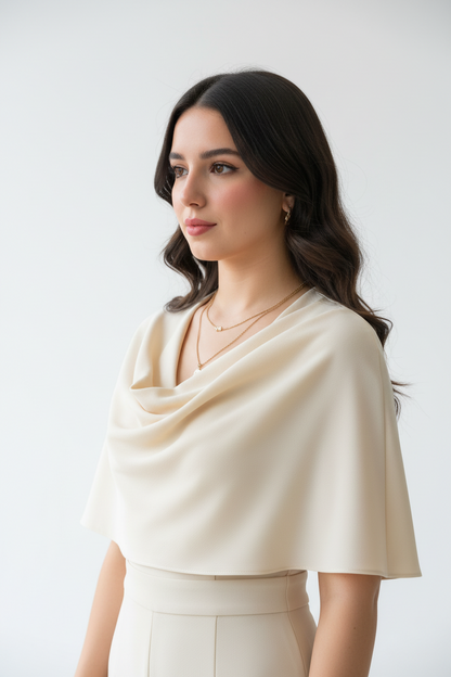 Enterizo Elegante Marfil con Capa  - Sofisticado cod.319