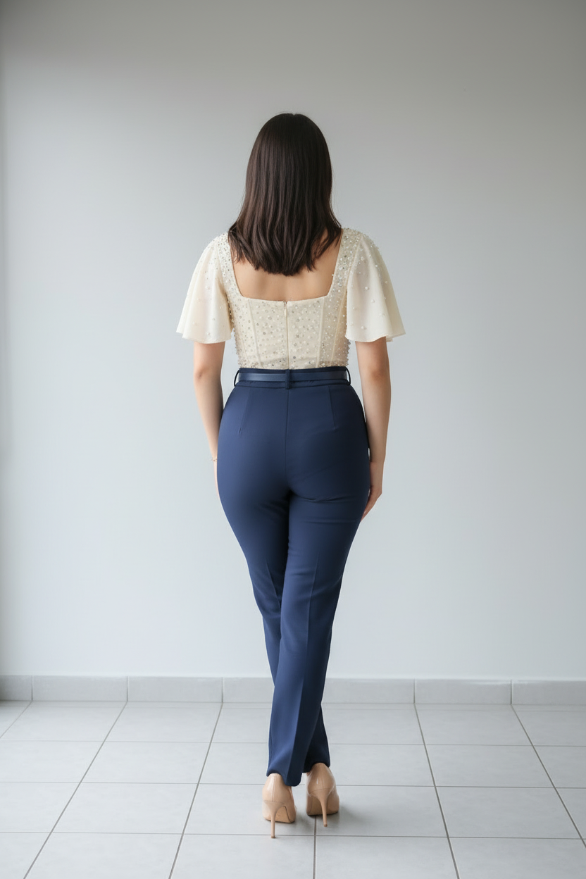 Blusa Beige con Lentejuelas y Mangas Mariposa - Elegante y Romántica cod.301