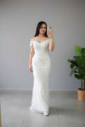 Vestido Sirena Blanco Floral cod.612