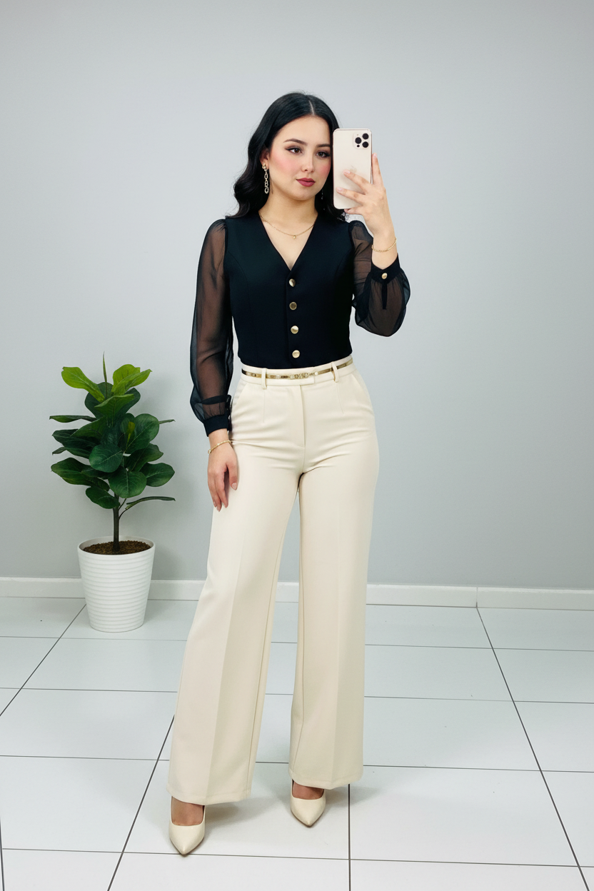 Conjunto Negro Beige cod.561