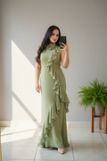 Vestido Sirena Verde Menta Rosa D cod.619